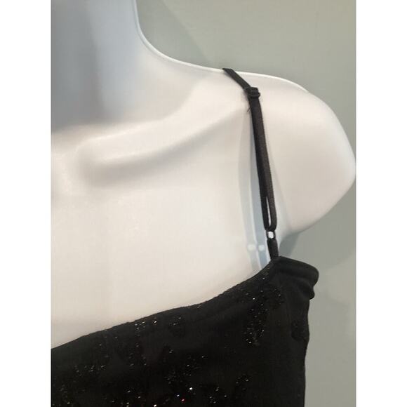 Vintage Womens Slip Dress Size Small Black Glitter Sheer Overlay Y2K HOCO Prom - Picture 6 of 8